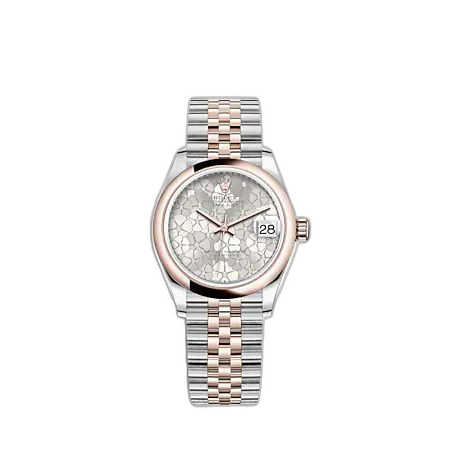Datejust 31 Stainless Steel / Rose Gold / Domed / Silver - Floral / Jubilee