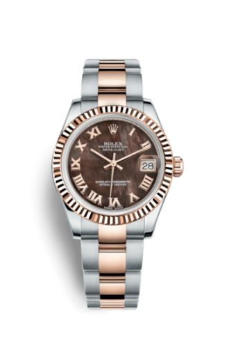 Datejust 31 Rolesor Everose Fluted / Oyster / Black MOP Roman