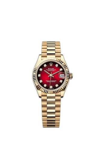 Datejust 31 Yellow Gold - Fluted / Red Gradient / President