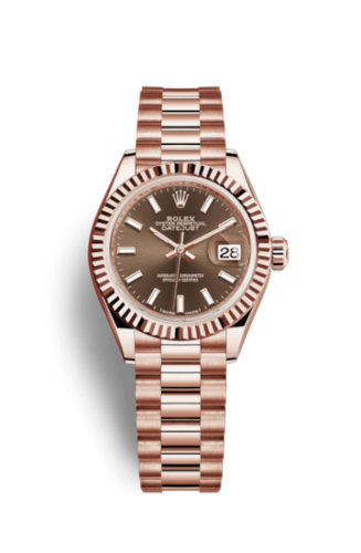 Lady-Datejust 28 Everose Fluted / President / Chocolate