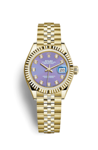 Lady-Datejust 28 Yellow Gold Fluted / Jubilee / Lavender Diamond