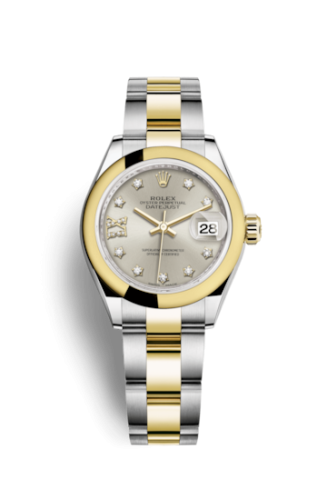 Lady-Datejust 28 Rolesor Yellow Domed / Oyster / Silver Diamond