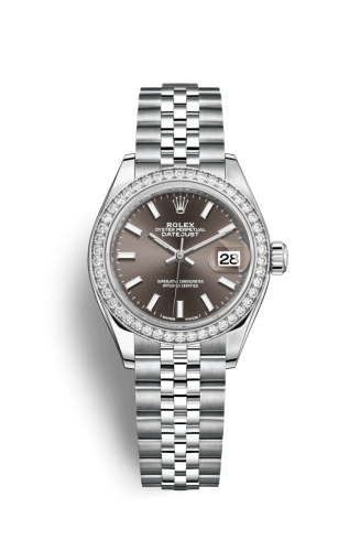 Lady-Datejust 28 Stainless Steel / Diamond / Grey / Jubilee