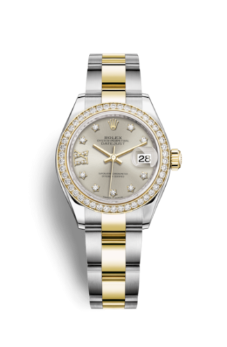 Lady-Datejust 28 Rolesor Yellow Diamond / Oyster / Silver Diamond