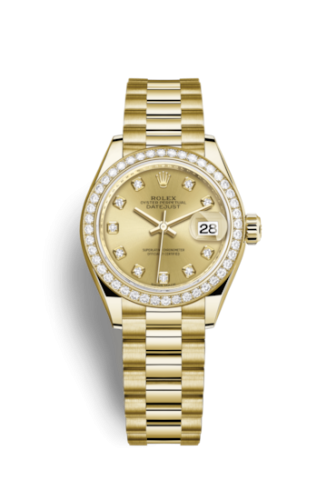 Lady-Datejust 28 Yellow Gold Diamond / President / Champagne Diamond
