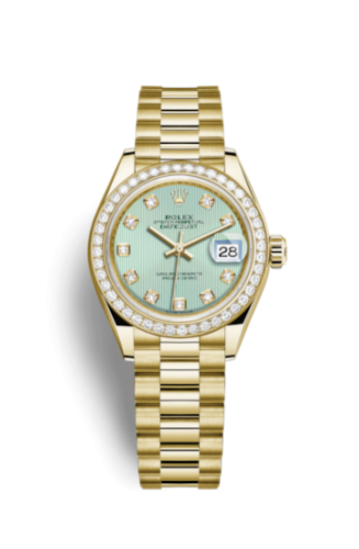 Lady-Datejust 28 Yellow Gold Diamond / President / Green Diamond