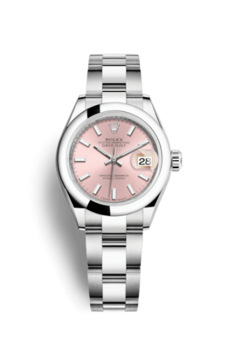 Lady-Datejust 28 Stainless Steel Domed / Oyster / Pink