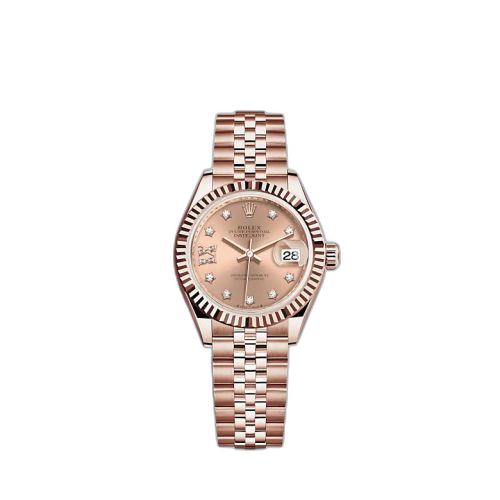 Lady-Datejust 28 Rose Gold / Fluted / Rose - Diamond / Jubilee