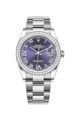 Datejust 36 Stainless Steel / Diamond / Aubergine Roman-Diamonds / Oyster