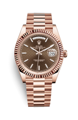 Day-Date 40 Everose / Chocolate Diagonal Motif