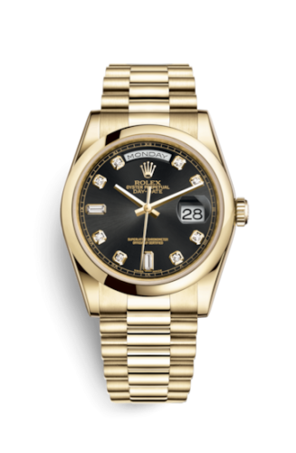 Day-Date 36 Yellow Gold Domed / President / Black Diamonds