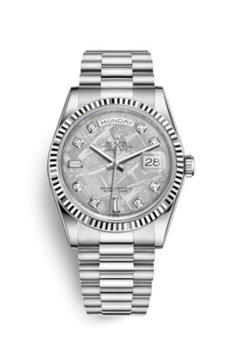 Day-Date 36 White Gold Fluted / President / Meteorite