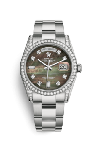 Day-Date 36 White Gold Diamonds / Oyster / Black MOP
