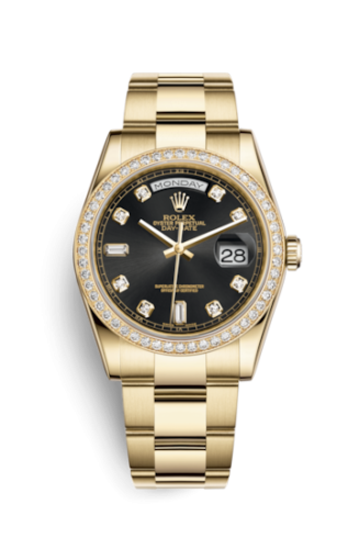 Day-Date 36 Yellow Gold Diamonds / Oyster / Black Diamonds
