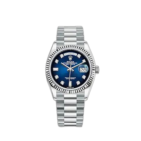 Day-Date 36 Platinum - Fluted / Blue Ombré / President