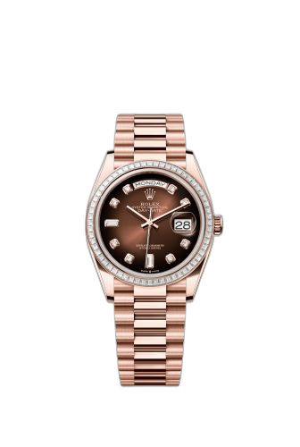 Day-Date 36 Everose Gold - Baguette / Brown Ombré - Diamond / President