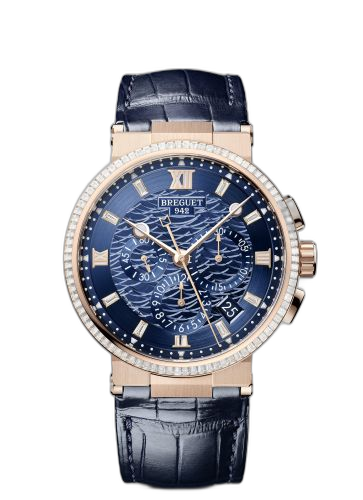 Marine Chronograph 5529 Rose Gold - Diamond / Blue / Alligator