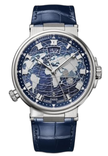 Marine Hora Mundi 5557 White Gold / Blue / Alligator