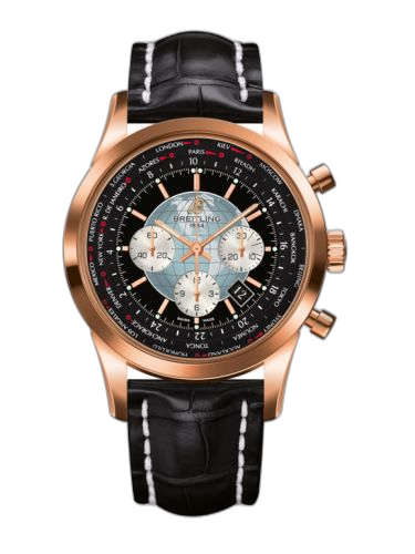 Transocean Chronograph Unitime Red Gold / Black / Croco