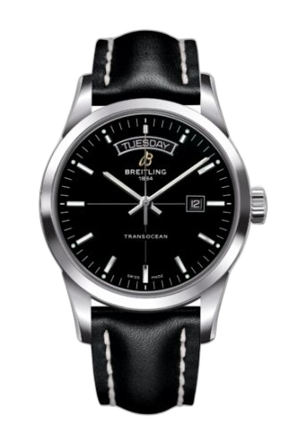 Transocean Day & Date Stainless Steel / Black / Calf / Pin