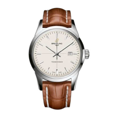 Transocean Date Stainless Steel / Silver / Croco / Pin