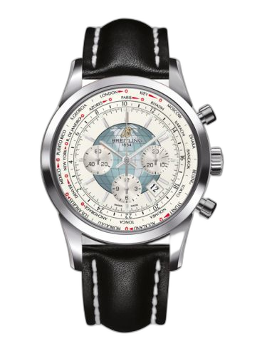 Transocean Chronograph Unitime Stainless Steel / Silver / Calf
