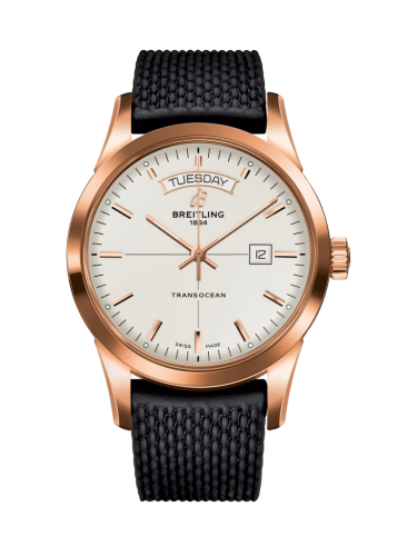 Transocean Day & Date Red Gold / Silver / Rubber / Folding