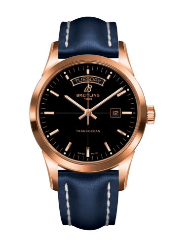 Transocean Day & Date Red Gold / Black / Calf / Pin