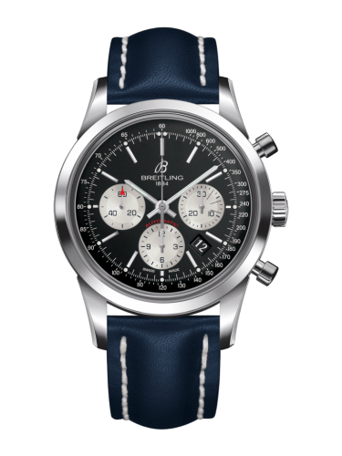 Transocean Chronograph Stainless Steel / Reverse Panda / Calf / Pin