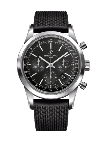 Transocean Chronograph Stainless Steel / Black / Rubber / Folding