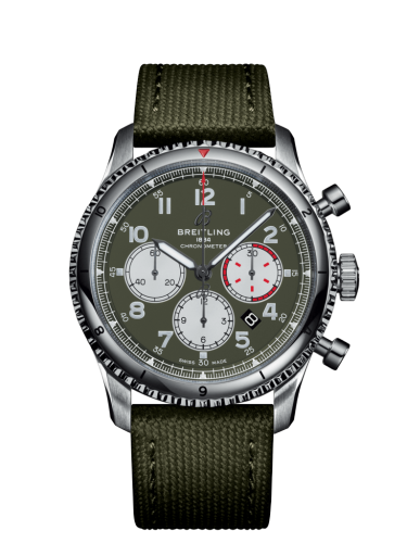 Aviator 8 B01 Chronograph 43 Stainless Steel / Curtiss Warhawk / Canvas / Fold