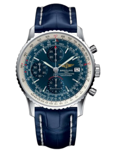Navitimer Heritage Stainless Steel / Aurora Blue / Croco