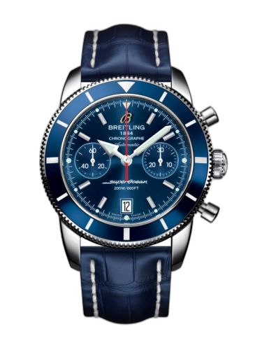 Superocean Heritage 44 Chronograph Stainless Steel / Blue / Blue / Croco
