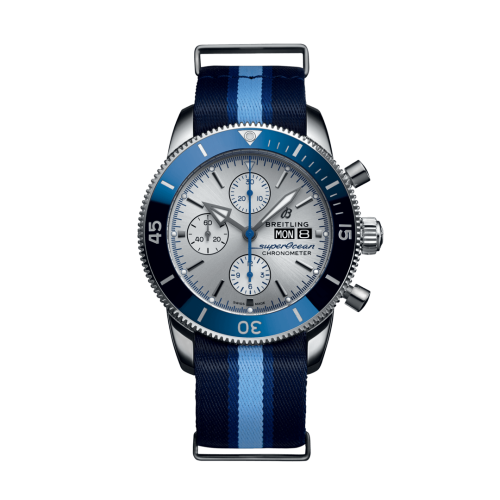 Superocean Heritage II Chronograph 44 Stainless Steel / Silver / NATO / Ocean Conservancy