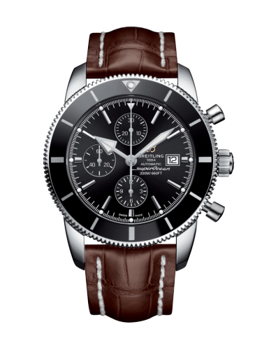 Superocean Heritage II 46 Chronograph Stainless Steel / Black / Black / Croco / Pin