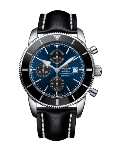 Superocean Heritage II 46 Chronograph Stainless Steel / Black / Blue / Calf / Pin
