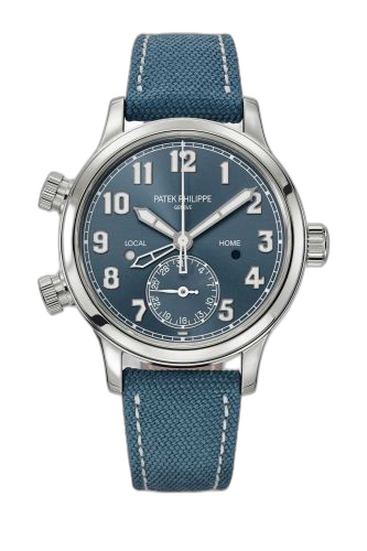 Calatrava Pilot Travel Time 7234 Stainless Steel / Blue