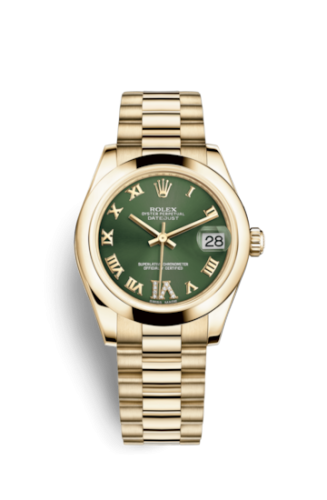 Datejust 31 Yellow Gold Domed / President / Olive Roman