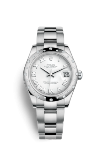 Datejust 31 Stainless Steel Domed Diamond / Oyster / White - Roman