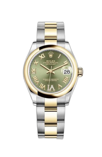 Datejust 31 Stainless Steel / Yellow Gold / Domed / Olive - Roman / Oyster