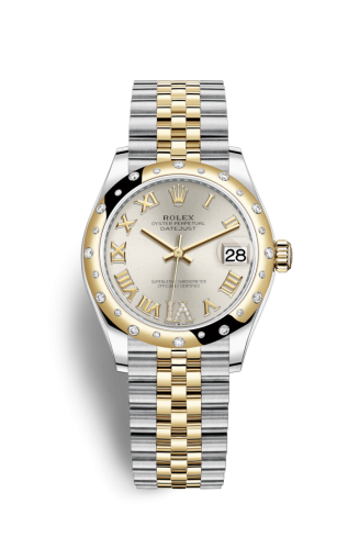 Datejust 31 Stainless Steel / Yellow Gold / Domed - Diamond / Silver - Roman / Jubilee