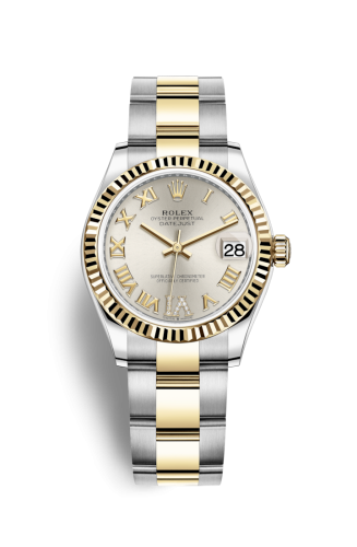 Datejust 31 Stainless Steel / Yellow Gold / Fluted / Silver - Roman / Oyster