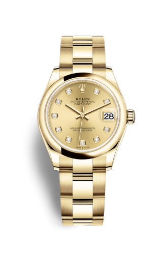 Datejust 31 Yellow Gold / Domed / Champagne - Diamond / Oyster