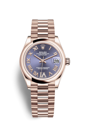 Datejust 31 Rose Gold / Domed / Aubergine - Roman / President
