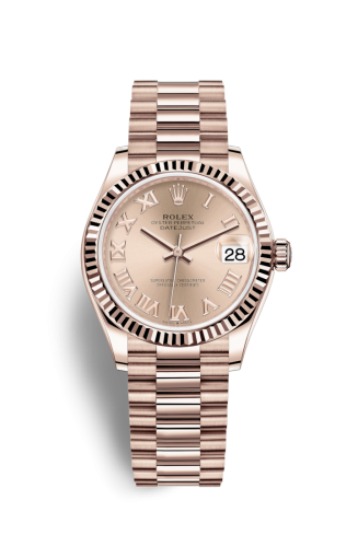 Datejust 31 Rose Gold / Fluted / Rose - Roman / President