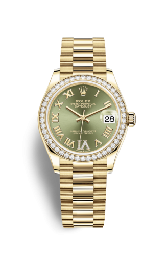 Datejust 31 Yellow Gold / Diamond / Olive - Roman / President