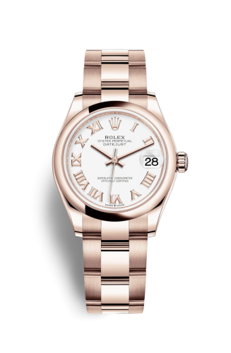 Datejust 31 Rose Gold / Domed / White - Roman / Oyster