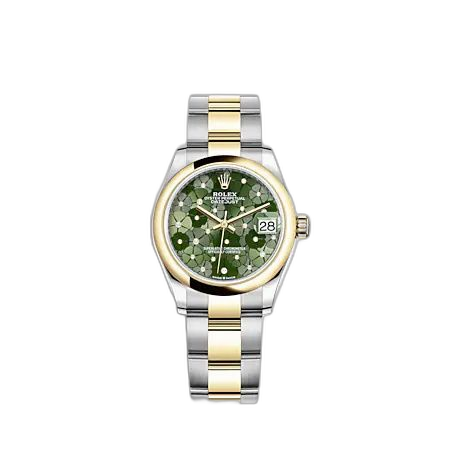 Datejust 31 Stainless Steel / Yellow Gold / Domed / Olive - Floral / Oyster
