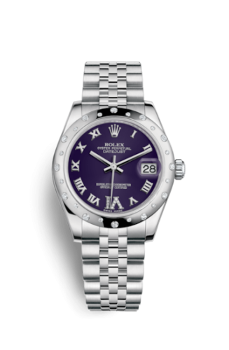 Datejust 31 Stainless Steel Domed Diamond / Jubilee / Purple - Roman
