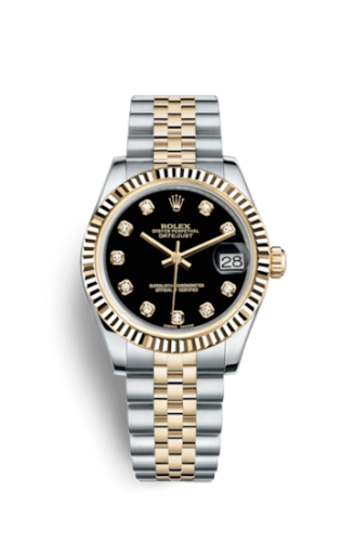 Datejust 31 Rolesor Yellow Fluted / Jubilee / Black Diamond